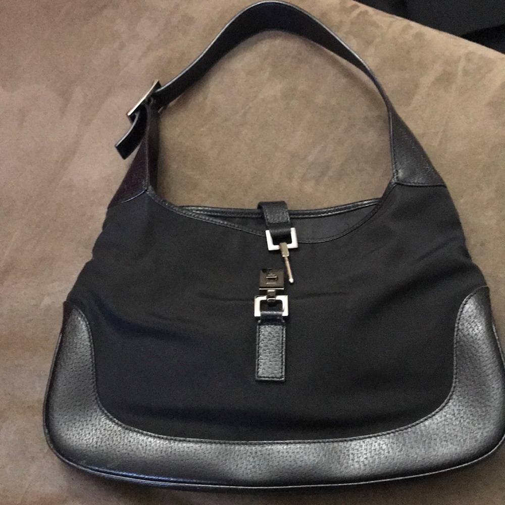 Gucci Black Shoulder Hobo with Silver Hardware